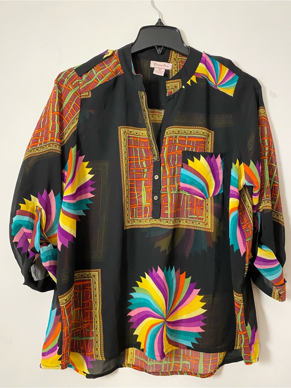 Bright Multicolor Geo-Print Button Down Shirt - Unbranded
